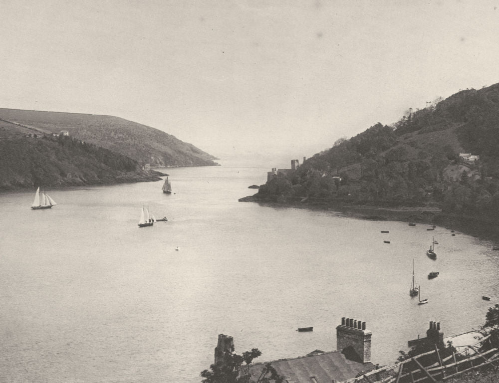 UK. The Mouth of the Dart 1901 old antique vintage print picture